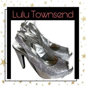 Lulu Townsend Silver Slingback Peep Toe Heels 9